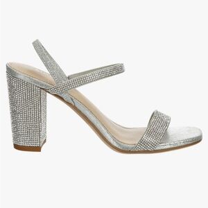 Maripe Lucille Silver Rhinestone Slingback Heels (8.5)